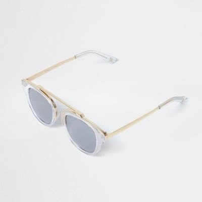 Clear silver mirror lens sunglasses